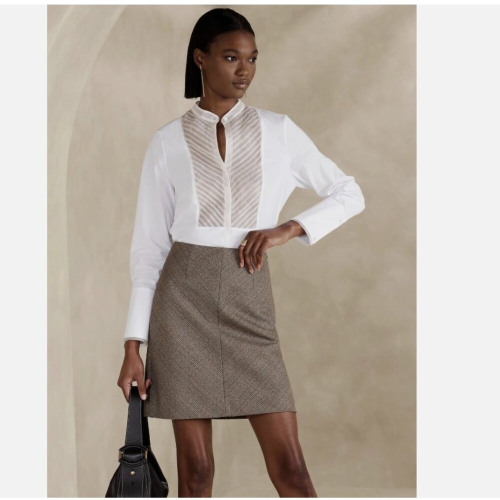 Banana Republic Josefa Tuxedo Shirt - White - Size Small